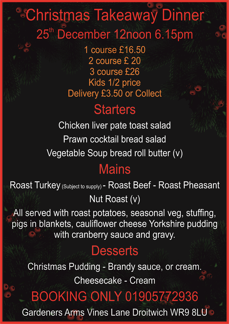 Christmas Takeaway Meal Droitwich 