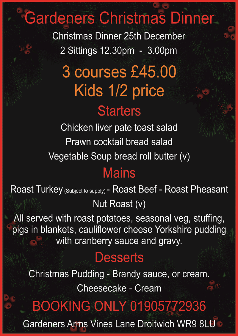 Christmas dinners Droitwich